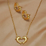 Lxalry 18K Gold Plated Heart Dolphins Mirror Jewelry Set  Hypoallergenic Skin Safe Necklace   Stud Earrings For Couple S Gift Daily Wear  Never Fade Adjustable Luxury With Precision Cast Symmetry