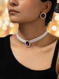 Women'S Elegant Fashion Artificial Crystal & Faux Pearl Decor Jewelry Set, 3 Counts/Set Earrings & Necklace, Luxury Women Wedding Bridal Jewellery Set