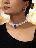 Women'S Elegant Fashion Artificial Crystal & Faux Pearl Decor Jewelry Set, 3 Counts/Set Earrings & Necklace, Luxury Women Wedding Bridal Jewellery Set