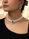 Women'S Elegant Fashion Artificial Crystal & Faux Pearl Decor Jewelry Set, 3 Counts/Set Earrings & Necklace, Luxury Women Wedding Bridal Jewellery Set
